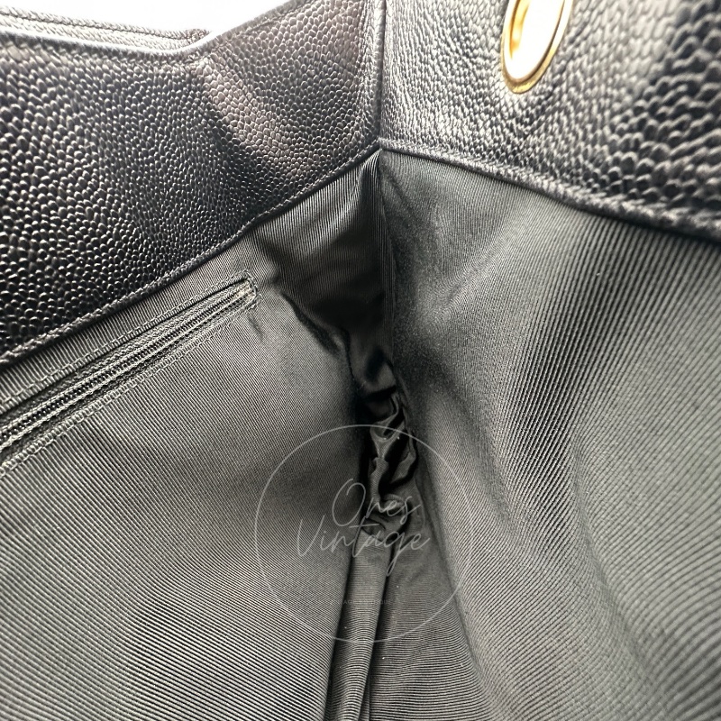 [Pre-owned] Chanel Black Caviar Supermodel Vintage Tote Bag-10