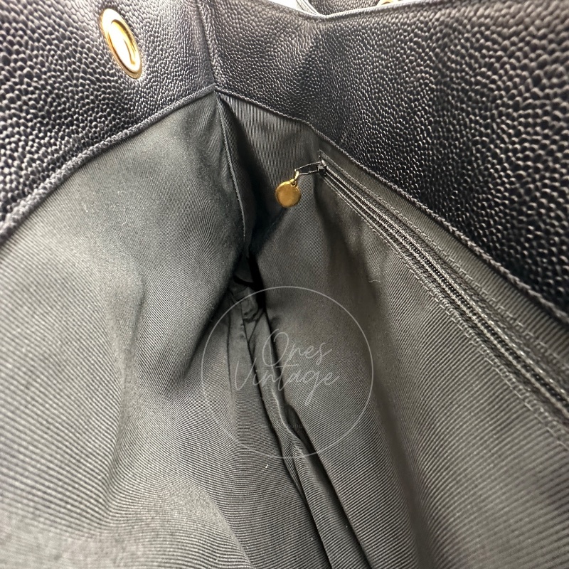 [Pre-owned] Chanel Black Caviar Supermodel Vintage Tote Bag-11