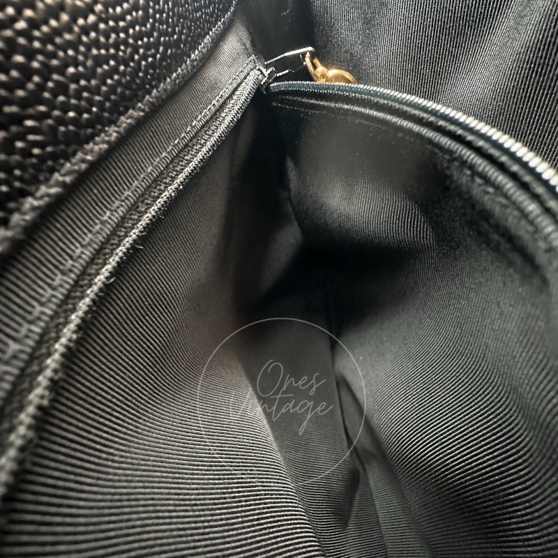 [Pre-owned] Chanel Black Caviar Supermodel Vintage Tote Bag-14