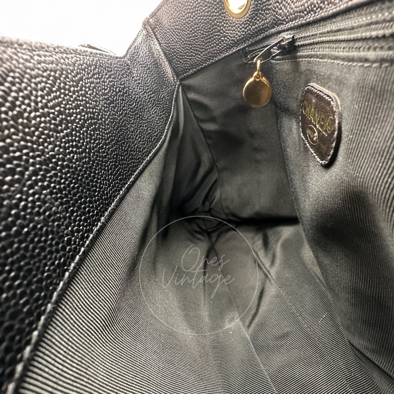 [Pre-owned] Chanel Black Caviar Supermodel Vintage Tote Bag-16