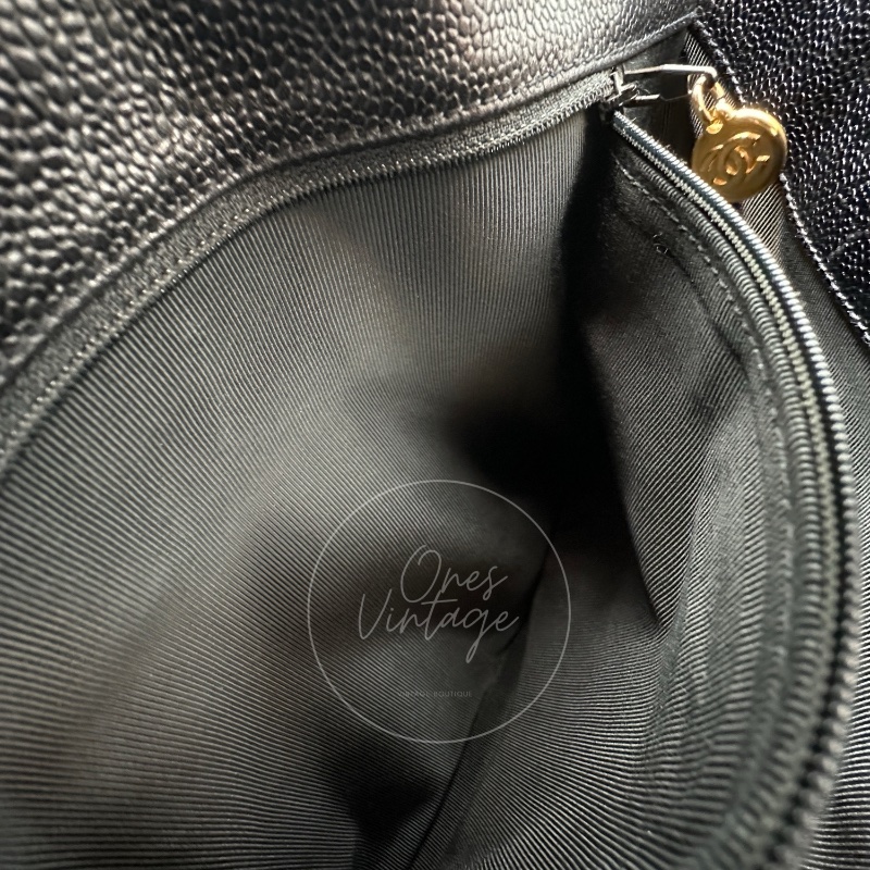 [Pre-owned] Chanel Black Caviar Supermodel Vintage Tote Bag-18