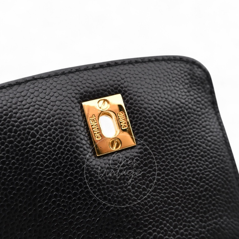 [Pre-owned] Chanel Black Caviar Supermodel Vintage Tote Bag-22