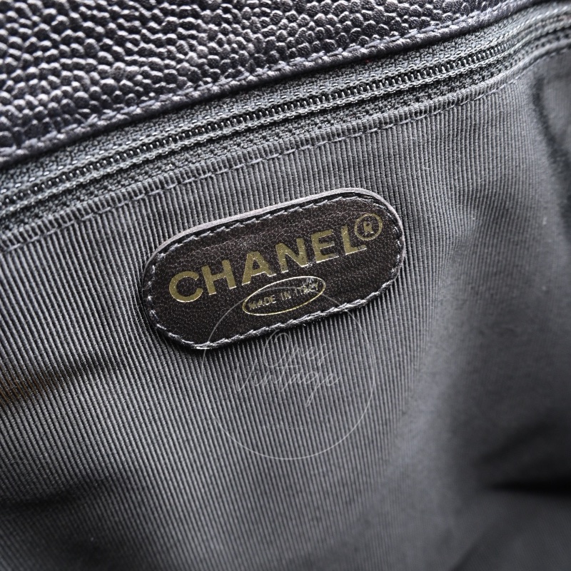 [Pre-owned] Chanel Black Caviar Supermodel Vintage Tote Bag-27