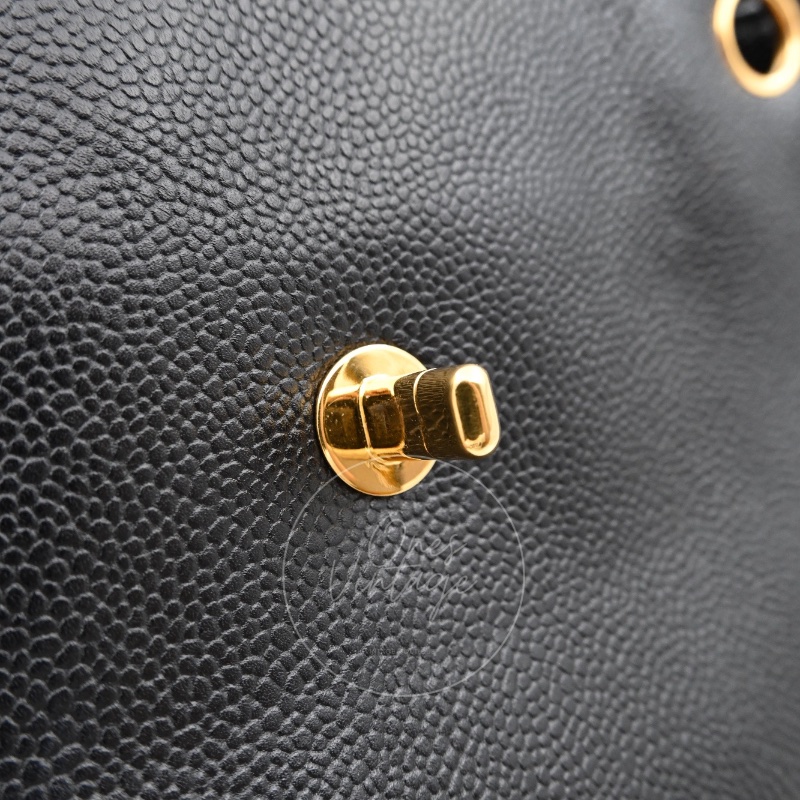 [Pre-owned] Chanel Black Caviar Supermodel Vintage Tote Bag-29