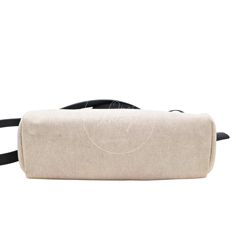 [Pre-owned] Hermes Herbag 31 Black Swift Beige Toile H PHW Stamp Square G-6