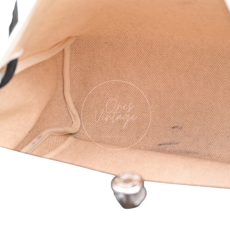 [Pre-owned] Hermes Herbag 31 Black Swift Beige Toile H PHW Stamp Square G-12