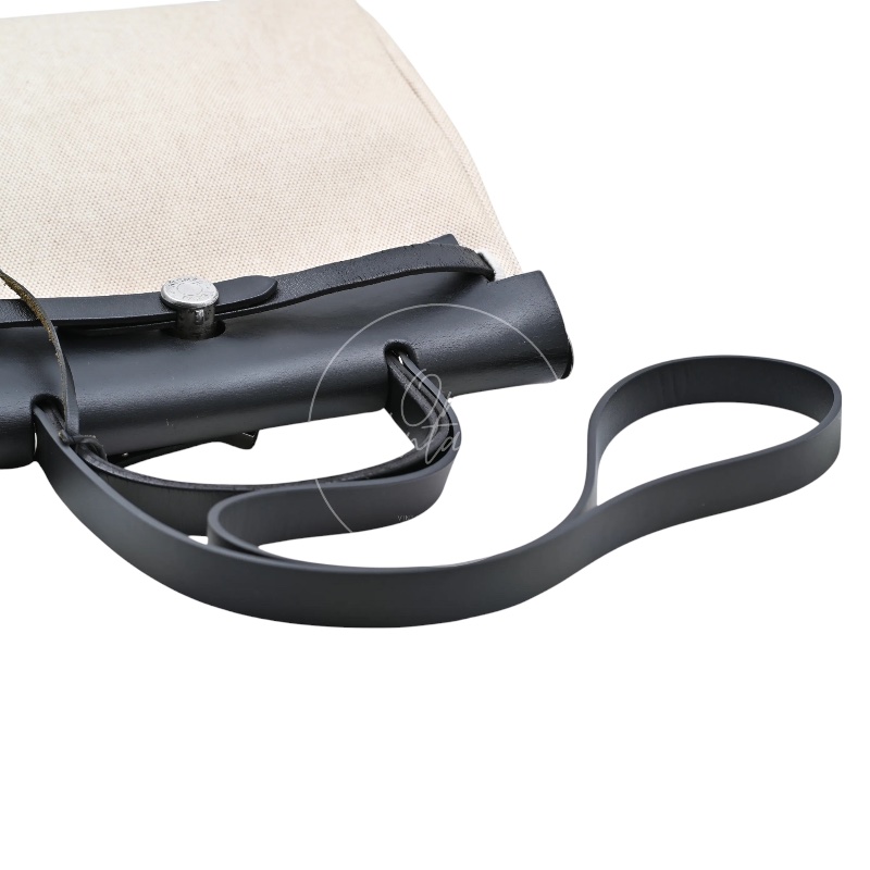 [Pre-owned] Hermes Herbag 31 Black Swift Beige Toile H PHW Stamp Square G-21