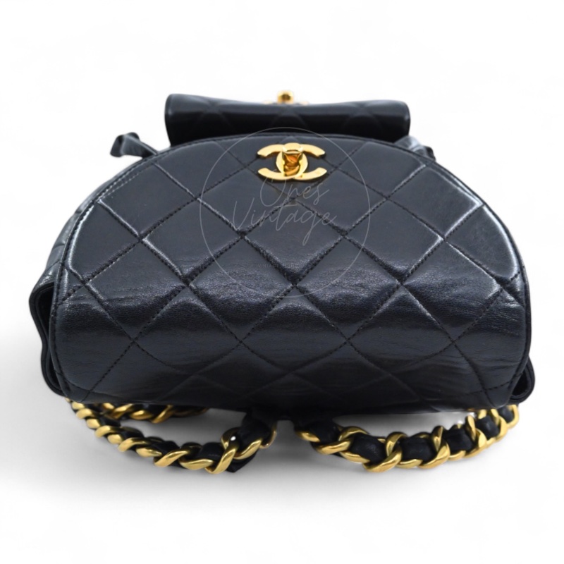 [Pre-owned] Chanel Vintage Black lambskin Large Duma Backpack-3