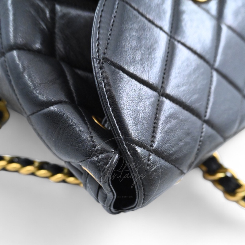 [Pre-owned] Chanel Vintage Black lambskin Large Duma Backpack-6