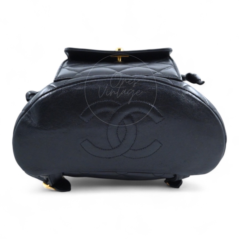[Pre-owned] Chanel Vintage Black lambskin Large Duma Backpack-11