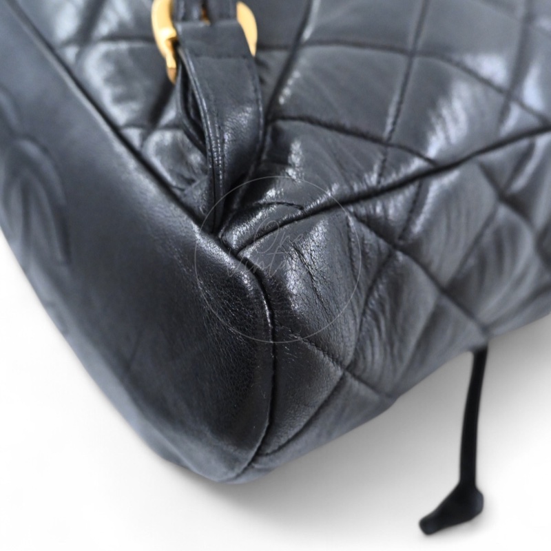 [Pre-owned] Chanel Vintage Black lambskin Large Duma Backpack-15