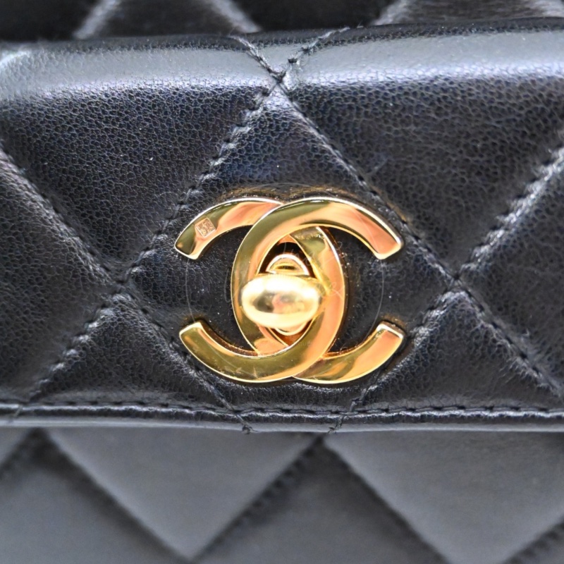 [Pre-owned] Chanel Vintage Black lambskin Large Duma Backpack-22
