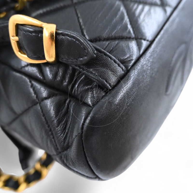 [Pre-owned] Chanel Vintage Black lambskin Large Duma Backpack-23