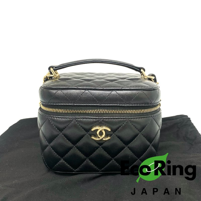△ Chanel 香奈兒 Black Lambskin Gold Tone Metal Chain 2Way Vanity Case AS3171 黑色小羊皮金色金屬鏈條兩用化妝箱 AS3171 -257024982-0