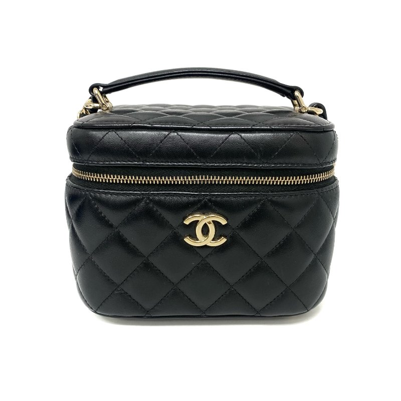 △ Chanel 香奈兒 Black Lambskin Gold Tone Metal Chain 2Way Vanity Case AS3171 黑色小羊皮金色金屬鏈條兩用化妝箱 AS3171 -257024982-1