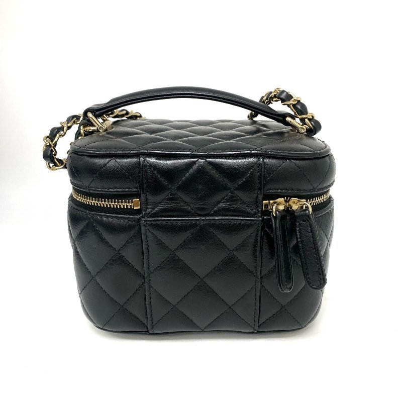 △ Chanel 香奈兒 Black Lambskin Gold Tone Metal Chain 2Way Vanity Case AS3171 黑色小羊皮金色金屬鏈條兩用化妝箱 AS3171 -257024982-2