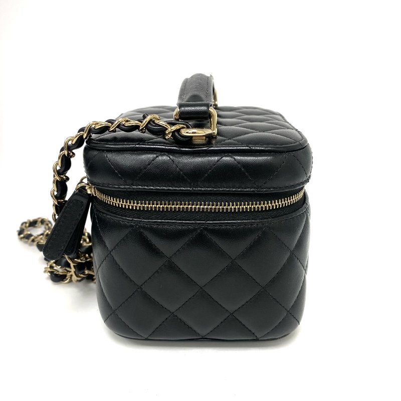 △ Chanel 香奈兒 Black Lambskin Gold Tone Metal Chain 2Way Vanity Case AS3171 黑色小羊皮金色金屬鏈條兩用化妝箱 AS3171 -257024982-3