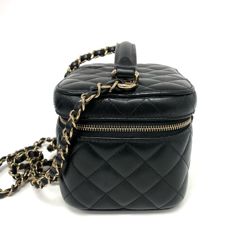 △ Chanel 香奈兒 Black Lambskin Gold Tone Metal Chain 2Way Vanity Case AS3171 黑色小羊皮金色金屬鏈條兩用化妝箱 AS3171 -257024982-4