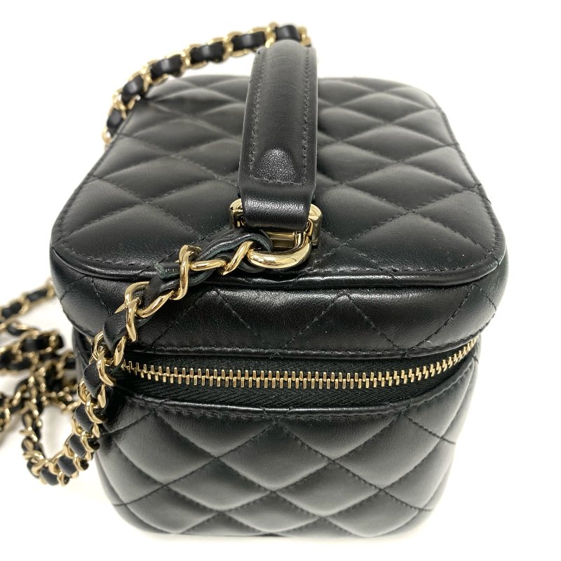 △ Chanel 香奈兒 Black Lambskin Gold Tone Metal Chain 2Way Vanity Case AS3171 黑色小羊皮金色金屬鏈條兩用化妝箱 AS3171 -257024982-6