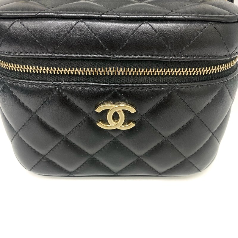 △ Chanel 香奈兒 Black Lambskin Gold Tone Metal Chain 2Way Vanity Case AS3171 黑色小羊皮金色金屬鏈條兩用化妝箱 AS3171 -257024982-8