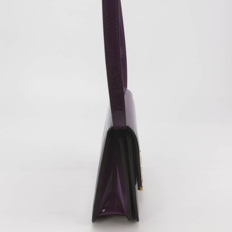 Fendi Karligraphy漆皮純色花體雙Flogo斜挎包單肩包-3