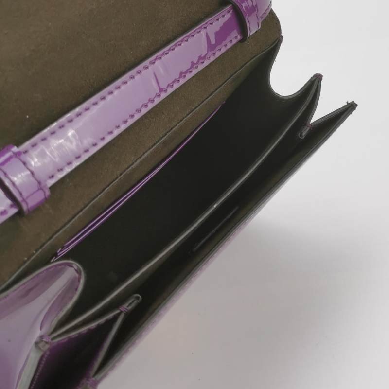 Fendi Karligraphy漆皮純色花體雙Flogo斜挎包單肩包-6