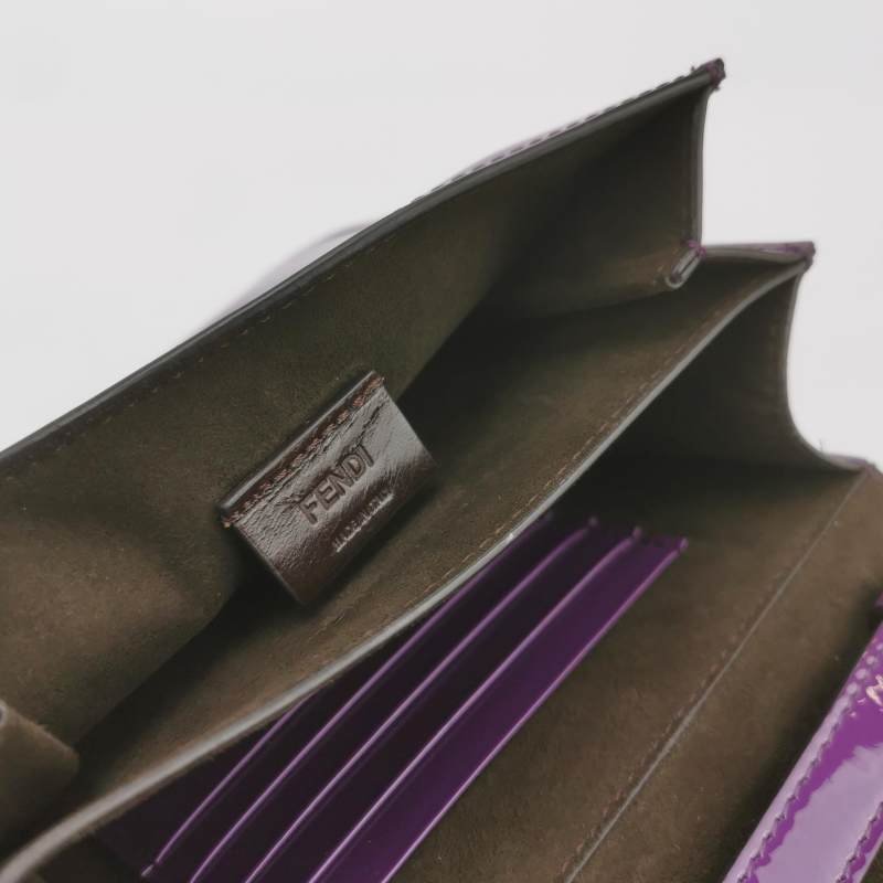 Fendi Karligraphy漆皮純色花體雙Flogo斜挎包單肩包-7