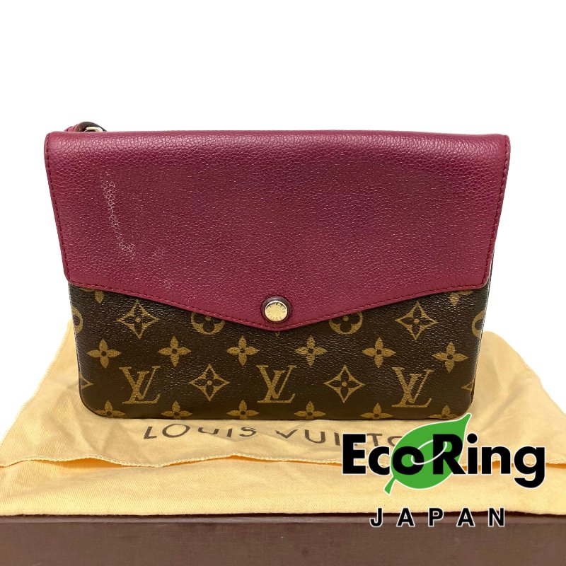 △ Louis Vuitton 路易威登 Twinset Twice Brown, Purple Red Calfskin, Coated Canvas Monogram Cross-body Bag M50183 啡色, 紫紅色小牛皮, 塗層帆布經典花紋斜背袋 M50183 -257024542-0