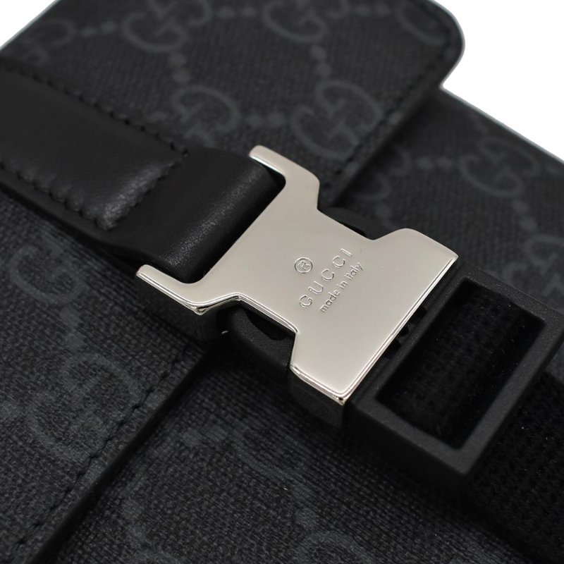 【門市全新現貨】GUCCI GG Supreme PVC 塗層帆布皮革手機包斜背包肩背包 (附原廠防塵袋)-3