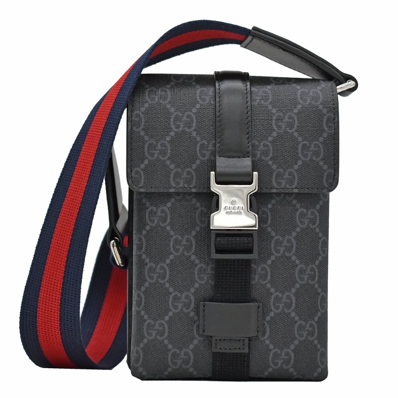 【門市全新現貨】GUCCI GG Supreme PVC 塗層帆布皮革手機包斜背包肩背包 (附原廠防塵袋)-6