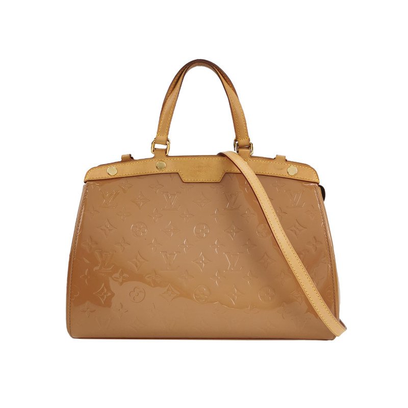 Louis Vuitton(LV)Brea醫生包中號植鞣革漆皮純色老花鉚釘裝飾單肩包-0