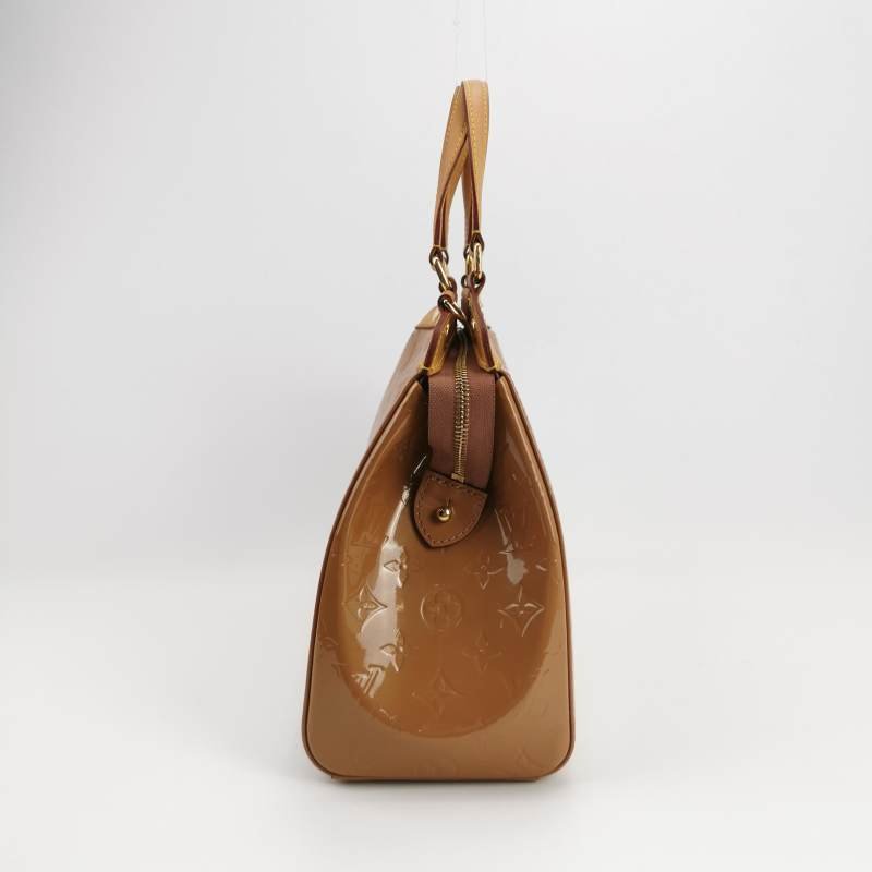 Louis Vuitton(LV)Brea醫生包中號植鞣革漆皮純色老花鉚釘裝飾單肩包-2