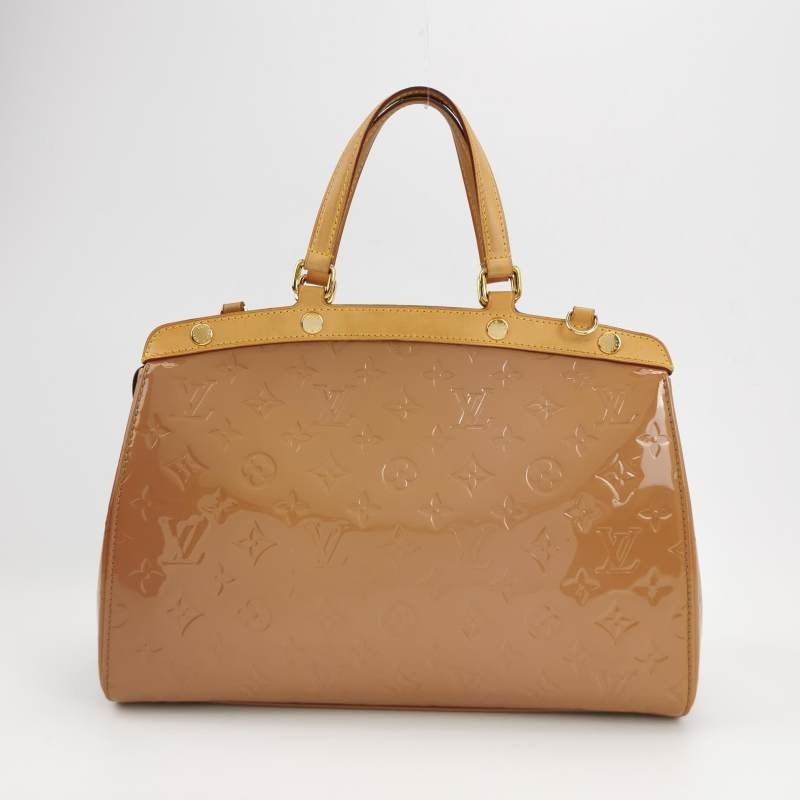 Louis Vuitton(LV)Brea醫生包中號植鞣革漆皮純色老花鉚釘裝飾單肩包-4