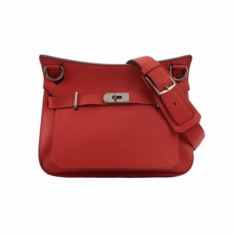 Hermes Jypsiere 31旋扣斜挎包單肩包Clemence(TC)牛皮銀扣2R芍藥紅T刻
