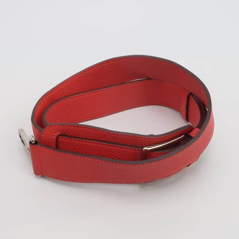 Hermes Jypsiere 31旋扣斜挎包單肩包Clemence(TC)牛皮銀扣2R芍藥紅T刻-8