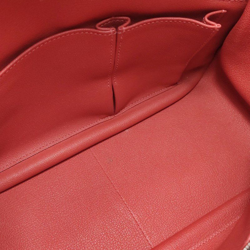 Hermes Jypsiere 31旋扣斜挎包單肩包Clemence(TC)牛皮銀扣2R芍藥紅T刻-9
