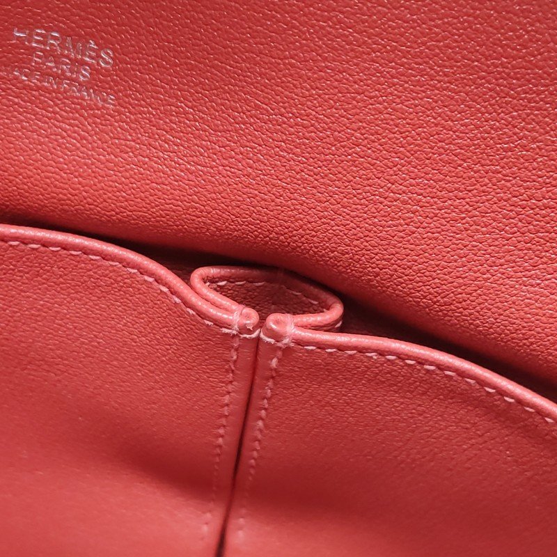 Hermes Jypsiere 31旋扣斜挎包單肩包Clemence(TC)牛皮銀扣2R芍藥紅T刻-10