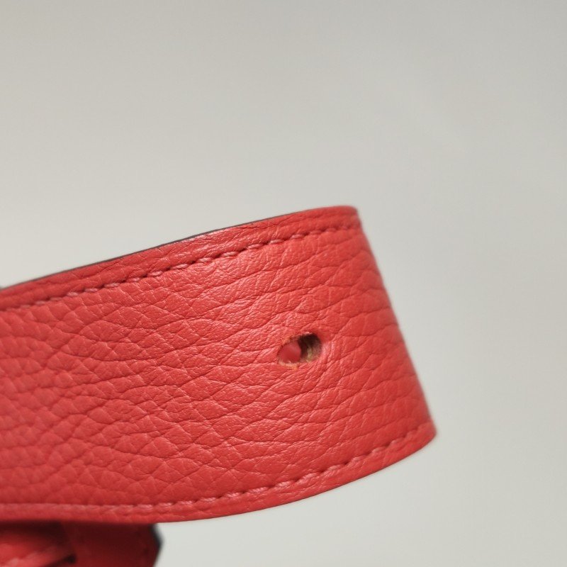 Hermes Jypsiere 31旋扣斜挎包單肩包Clemence(TC)牛皮銀扣2R芍藥紅T刻-11