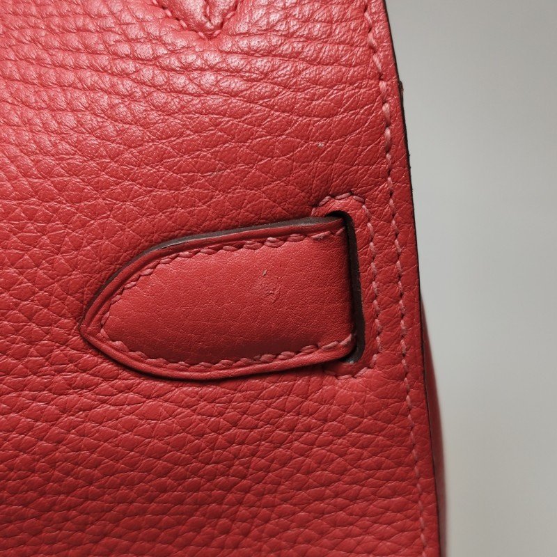 Hermes Jypsiere 31旋扣斜挎包單肩包Clemence(TC)牛皮銀扣2R芍藥紅T刻-18