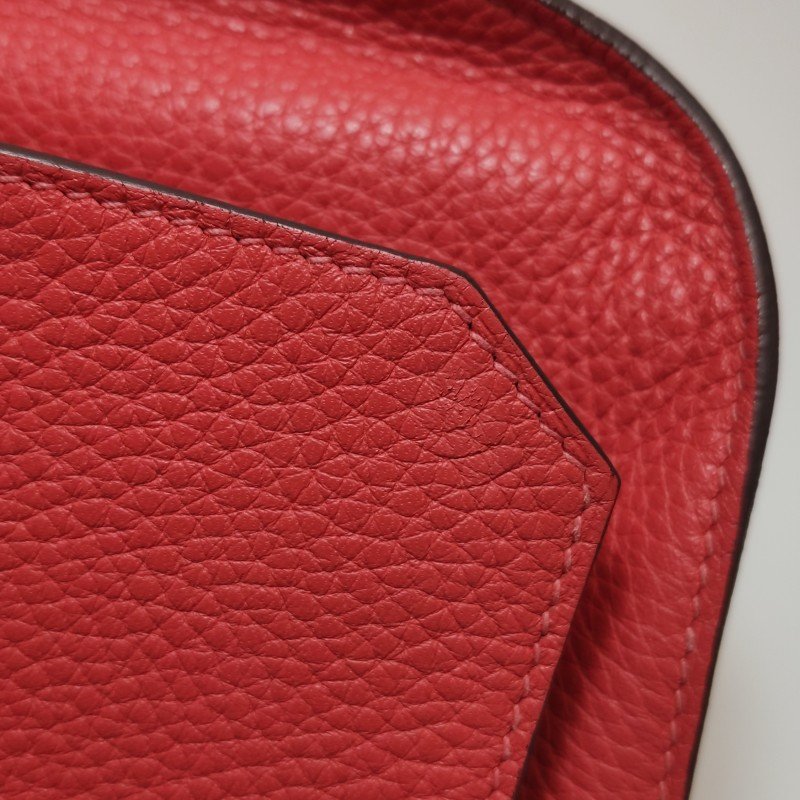 Hermes Jypsiere 31旋扣斜挎包單肩包Clemence(TC)牛皮銀扣2R芍藥紅T刻-19