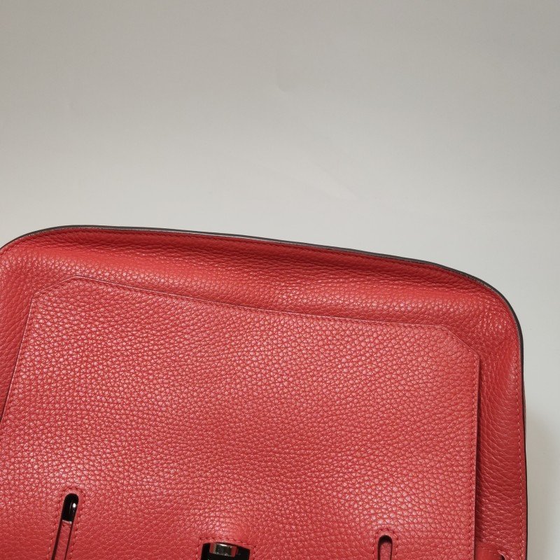 Hermes Jypsiere 31旋扣斜挎包單肩包Clemence(TC)牛皮銀扣2R芍藥紅T刻-23