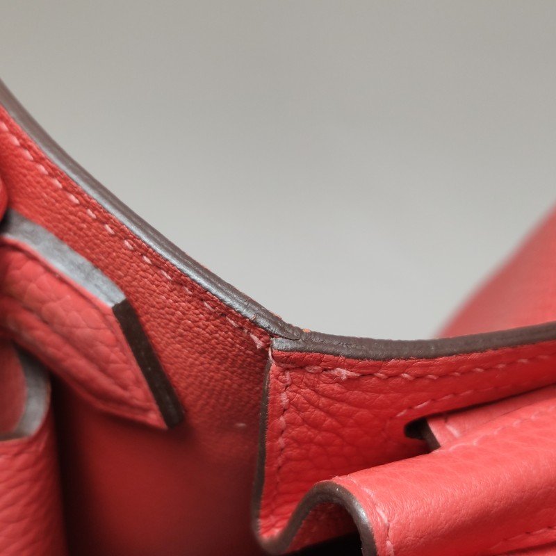 Hermes Jypsiere 31旋扣斜挎包單肩包Clemence(TC)牛皮銀扣2R芍藥紅T刻-26