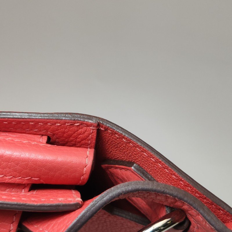 Hermes Jypsiere 31旋扣斜挎包單肩包Clemence(TC)牛皮銀扣2R芍藥紅T刻-27