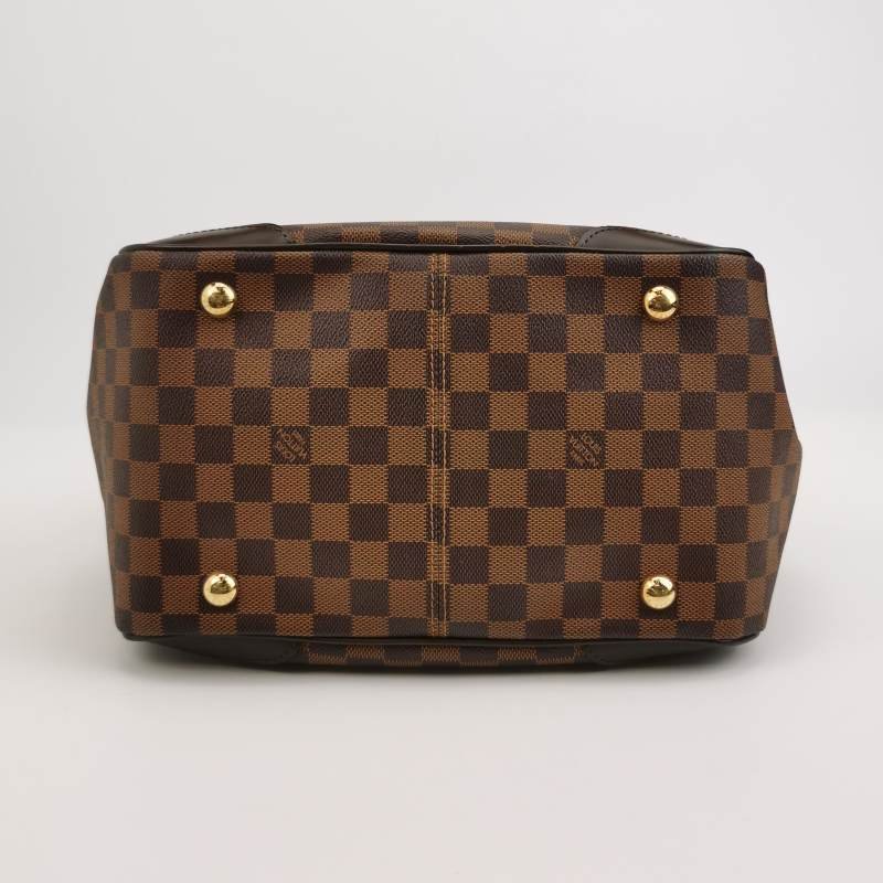 Louis Vuitton(LV)Verona中號牛皮拼色棋盤格logo徽標飾邊托特包單肩包-5