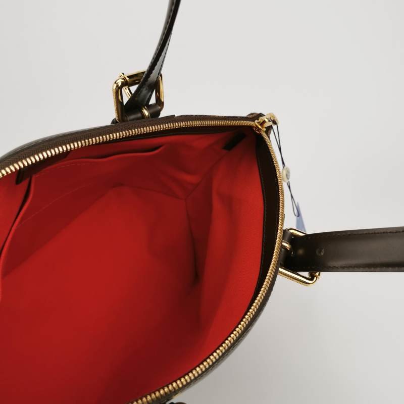 Louis Vuitton(LV)Verona中號牛皮拼色棋盤格logo徽標飾邊托特包單肩包-6