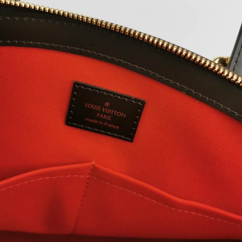 Louis Vuitton(LV)Verona中號牛皮拼色棋盤格logo徽標飾邊托特包單肩包-7