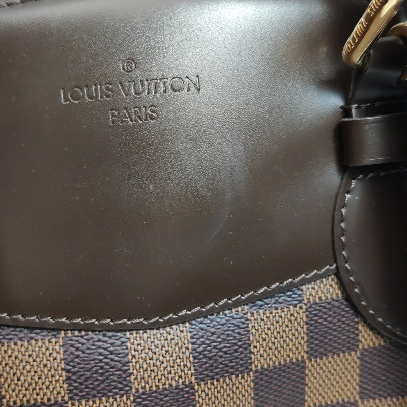 Louis Vuitton(LV)Verona中號牛皮拼色棋盤格logo徽標飾邊托特包單肩包-14
