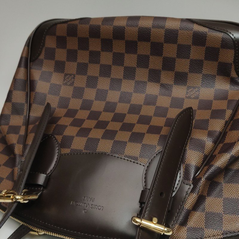Louis Vuitton(LV)Verona中號牛皮拼色棋盤格logo徽標飾邊托特包單肩包-17