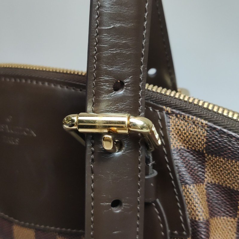 Louis Vuitton(LV)Verona中號牛皮拼色棋盤格logo徽標飾邊托特包單肩包-18