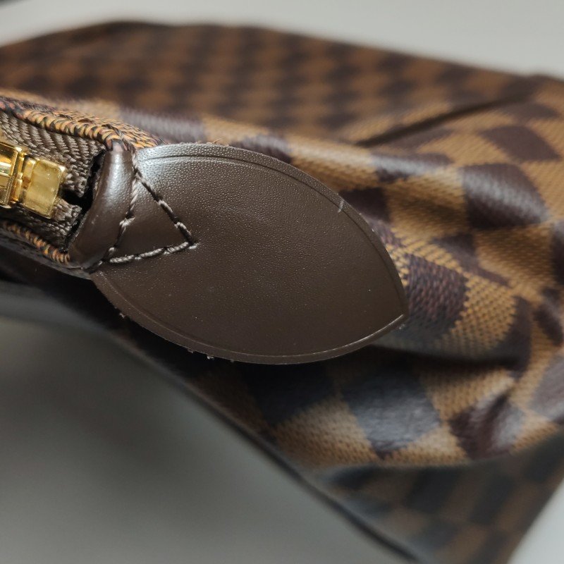 Louis Vuitton(LV)Verona中號牛皮拼色棋盤格logo徽標飾邊托特包單肩包-19